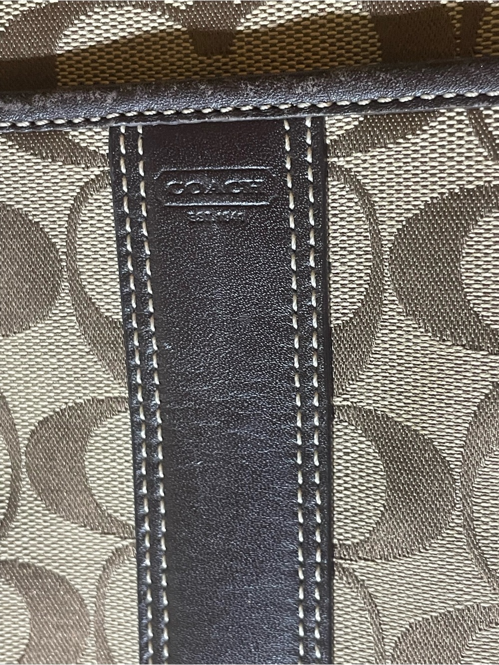 Coach Beige and Brown Signature Crossbody Bag. Like New - Picture 4 of 8